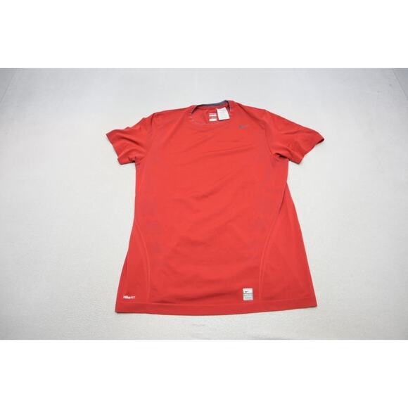 Nike Pro Gym Shirt Dri Fit Fited Short Sleeve Performance Red Mens Sz XL - Picture 5 of 9